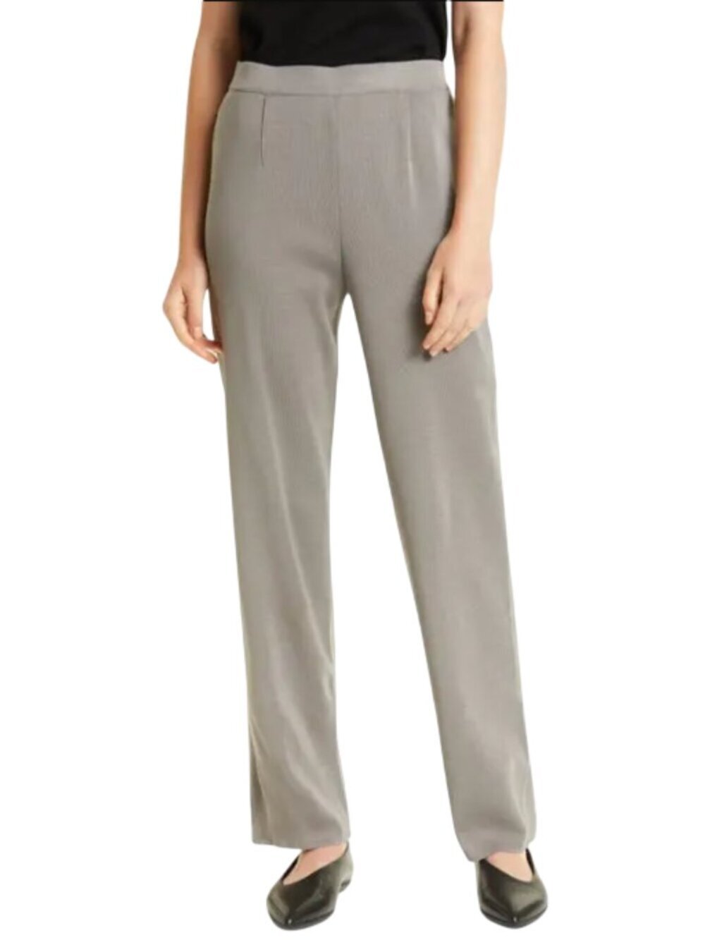 Misook Straight Leg Knit Pull On Pant Grey Women's Size XS NEW Minimalist Career